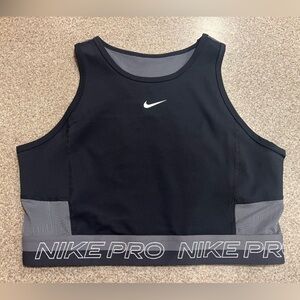 Women’s Black and Gray Nike Pro Top